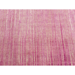 10'x14'3" Pink Natural Wool Hand Knotted Vertical Ombre Design Oriental Rug FWR450636