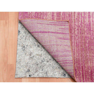 2'6"x6'4" Pink Natural Wool Hand Knotted Vertical Ombre Design Runner Oriental Rug FWR450666