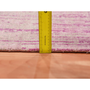 2'6"x6'5" Pink Hand Knotted Vertical Ombre Design Natural Wool Runner Oriental Rug FWR450672