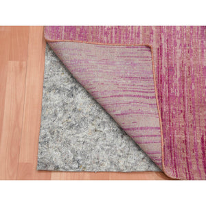 2'7"x8'4" Pink Vertical Ombre Design Natural Wool Hand Knotted Runner Oriental Rug FWR450684
