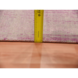 2'7"x8'4" Pink Vertical Ombre Design Natural Wool Hand Knotted Runner Oriental Rug FWR450684