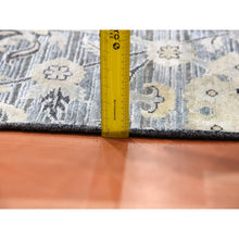 Load image into Gallery viewer, 12&#39;2&quot;x15&#39;4&quot; Charcoal Gray Tulip And Large Blossom Design Pure Silk With Textured Wool Hand Knotted Overisze Oriental Rug FWR450702