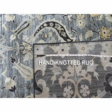 Load image into Gallery viewer, 12&#39;2&quot;x15&#39;4&quot; Charcoal Gray Tulip And Large Blossom Design Pure Silk With Textured Wool Hand Knotted Overisze Oriental Rug FWR450702