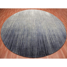 Load image into Gallery viewer, 12&#39;1&quot;x12&#39;2&quot; Gray And Black Hand Knotted Modern Ombre Design Densely Woven Pure Wool Round Oriental Rug FWR450714
