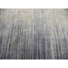 Load image into Gallery viewer, 12&#39;1&quot;x12&#39;2&quot; Gray and Black Hand Knotted Modern Ombre Design Densely woven Pure Wool Round Oriental Rug FWR450714