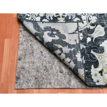 Load image into Gallery viewer, 8&#39;2&quot;x10&#39; Gray-blue Tulip And Large Blossom Design Pure Silk With Textured Wool Hand Knotted Oriental Rug FWR450726