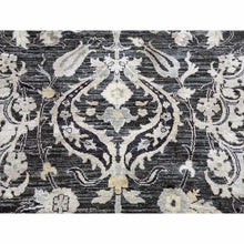 Load image into Gallery viewer, 8&#39;2&quot;x10&#39; Gray-blue Tulip And Large Blossom Design Pure Silk With Textured Wool Hand Knotted Oriental Rug FWR450726