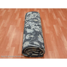 Load image into Gallery viewer, 8&#39;2&quot;x10&#39; Gray-blue Tulip And Large Blossom Design Pure Silk With Textured Wool Hand Knotted Oriental Rug FWR450726