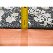 Load image into Gallery viewer, 8&#39;2&quot;x10&#39; Gray-blue Tulip And Large Blossom Design Pure Silk With Textured Wool Hand Knotted Oriental Rug FWR450726