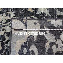 Load image into Gallery viewer, 8&#39;2&quot;x10&#39; Gray-blue Tulip And Large Blossom Design Pure Silk With Textured Wool Hand Knotted Oriental Rug FWR450726