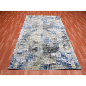6'x9' The Intertwined Passage, Hand Knotted, Silk With Textured Wool, Oriental Rug FWR450768