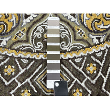 Load image into Gallery viewer, 6&#39;2&quot;x6&#39;2&quot; Taupe-brown Textured Wool And Silk Mughal Inspired Medallions Design Hand-knotted Round Oriental Rug FWR450774
