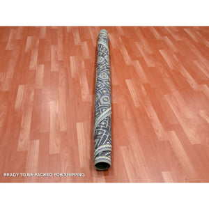 6'2"x6'2" Taupe-brown Textured Wool And Silk Mughal Inspired Medallions Design Hand-knotted Round Oriental Rug FWR450774