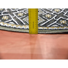 Load image into Gallery viewer, 6&#39;2&quot;x6&#39;2&quot; Taupe-brown Textured Wool And Silk Mughal Inspired Medallions Design Hand-knotted Round Oriental Rug FWR450774