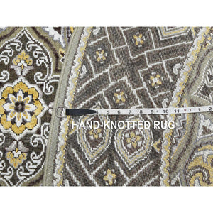 6'2"x7'7" Colorful, Afghan Ersari with Turkish Knot, Caucasian Design Revival, Ancient Bird Figurines, Hand Knotted, Soft Wool, Vegetable Dyes, Densely Woven, Oriental Rug FWR3492