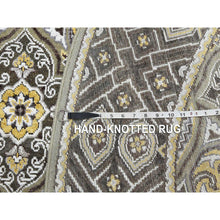 Load image into Gallery viewer, 6&#39;2&quot;x6&#39;2&quot; Taupe-brown Textured Wool And Silk Mughal Inspired Medallions Design Hand-knotted Round Oriental Rug FWR450774
