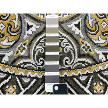 Load image into Gallery viewer, 6&#39;1&quot;x6&#39;1&quot; Taupe-brown Textured Wool And Silk Mughal Inspired Medallions Design Hand-knotted Round Oriental Rug FWR450780