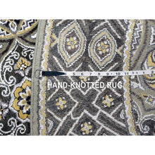 Load image into Gallery viewer, 6&#39;1&quot;x6&#39;1&quot; Taupe-brown Textured Wool And Silk Mughal Inspired Medallions Design Hand-knotted Round Oriental Rug FWR450780