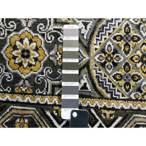 4'x6'2" Taupe-brown Mughal Inspired Medallions Design Textured Wool And Silk Hand-knotted Oriental Rug FWR450792