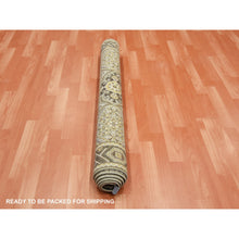 Load image into Gallery viewer, 4&#39;x6&#39;2&quot; Taupe-brown Mughal Inspired Medallions Design Textured Wool And Silk Hand-knotted Oriental Rug FWR450792