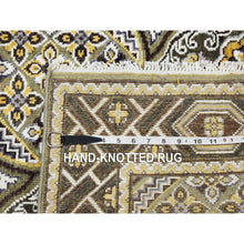 Load image into Gallery viewer, 4&#39;x6&#39;2&quot; Taupe-brown Mughal Inspired Medallions Design Textured Wool And Silk Hand-knotted Oriental Rug FWR450792