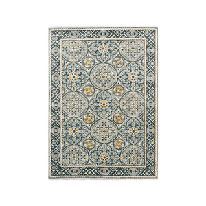 4'x6'2" Taupe-Brown Textured Wool and Silk Mughal Inspired Medallions Design Hand-Knotted Oriental Rug FWR450798
