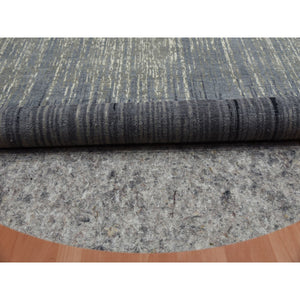 9'x9'1" Gray And Black Ombre Design Pure Wool Densely Woven Hand Knotted Modern Round Oriental Rug FWR450852