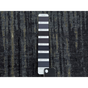 9'x9'1" Gray And Black Ombre Design Pure Wool Densely Woven Hand Knotted Modern Round Oriental Rug FWR450852