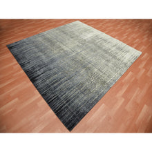Load image into Gallery viewer, 8&#39;x8&#39;4&quot; Gray And Black Densely Woven Hand Knotted Modern Ombre Design Pure Wool Square Oriental Rug FWR450858