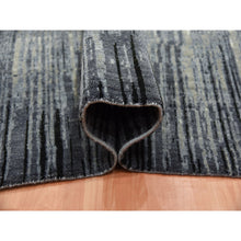 Load image into Gallery viewer, 8&#39;x8&#39;4&quot; Gray And Black Densely Woven Hand Knotted Modern Ombre Design Pure Wool Square Oriental Rug FWR450858