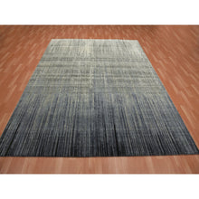 Load image into Gallery viewer, 8&#39;x10&#39;3&quot; Gray And Black Modern Ombre Design Densely Woven Hand Knotted Pure Wool Oriental Rug FWR450864