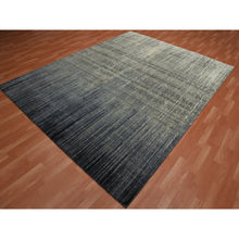 Load image into Gallery viewer, 8&#39;x10&#39;3&quot; Gray And Black Modern Ombre Design Densely Woven Hand Knotted Pure Wool Oriental Rug FWR450864