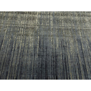 8'x10'3" Gray And Black Modern Ombre Design Densely Woven Hand Knotted Pure Wool Oriental Rug FWR450864