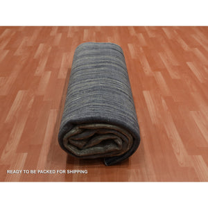 8'x10'3" Gray And Black Modern Ombre Design Densely Woven Hand Knotted Pure Wool Oriental Rug FWR450864