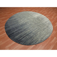 Load image into Gallery viewer, 7&#39;10&quot;x8&#39;1&quot; Gray And Black Pure Wool Densely Woven Hand Knotted Modern Ombre Design Round Oriental Rug FWR450870