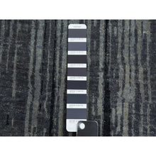 Load image into Gallery viewer, 7&#39;10&quot;x8&#39;1&quot; Gray And Black Pure Wool Densely Woven Hand Knotted Modern Ombre Design Round Oriental Rug FWR450870