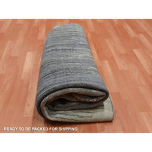 Load image into Gallery viewer, 7&#39;10&quot;x8&#39;1&quot; Gray And Black Pure Wool Densely Woven Hand Knotted Modern Ombre Design Round Oriental Rug FWR450870