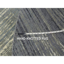 Load image into Gallery viewer, 7&#39;10&quot;x8&#39;1&quot; Gray And Black Pure Wool Densely Woven Hand Knotted Modern Ombre Design Round Oriental Rug FWR450870