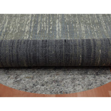 Load image into Gallery viewer, 7&#39;x7&#39;2&quot; Gray And Black Densely Woven Hand Knotted Modern Ombre Design Pure Wool Round Oriental Rug FWR450882