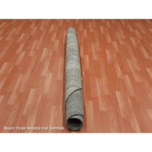 Load image into Gallery viewer, 7&#39;x7&#39;2&quot; Gray And Black Densely Woven Hand Knotted Modern Ombre Design Pure Wool Round Oriental Rug FWR450882
