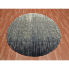 Load image into Gallery viewer, 6&#39;x6&#39; Gray And Black Densely Woven Hand Knotted Modern Ombre Design Pure Wool Round Oriental Rug FWR450888