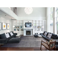 Load image into Gallery viewer, 14&#39;x18&#39;1&quot; Gray And Black Densely Woven Hand Knotted Modern Ombre Design Pure Wool Oversize Oriental RugFWR450900