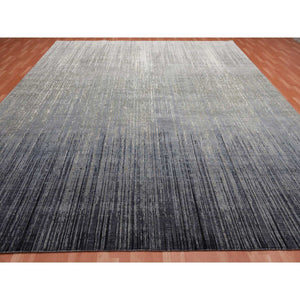 12'2"x15' Gray And Black, Modern Ombre Design Densely Woven, Pure Wool Hand Knotted, Oversized Oriental Rug FWR450912