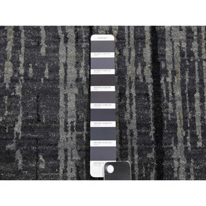 12'2"x15' Gray And Black, Modern Ombre Design Densely Woven, Pure Wool Hand Knotted, Oversized Oriental Rug FWR450912