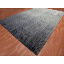 Load image into Gallery viewer, 12&#39;2&quot;x18&#39; Gray and Black, Hand Knotted Modern Ombre Design, Densely Woven Pure Wool, Oversized Oriental Rug FWR450918