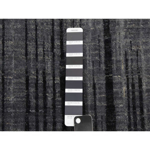 12'2"x18' Gray And Black, Hand Knotted Modern Ombre Design, Densely Woven Pure Wool, Oversized Oriental Rug FWR450918