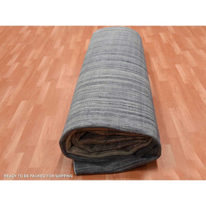 12'2"x18' Gray and Black, Hand Knotted Modern Ombre Design, Densely Woven Pure Wool, Oversized Oriental Rug FWR450918
