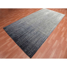 Load image into Gallery viewer, 6&#39;1&quot;x12&#39;1&quot; Gray and Black, Pure Wool Hand Knotted, Modern Ombre Design Densely Woven, Wide Runner Oriental Rug FWR450924