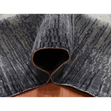 Load image into Gallery viewer, 6&#39;1&quot;x12&#39;1&quot; Gray And Black, Pure Wool Hand Knotted, Modern Ombre Design Densely Woven, Wide Runner Oriental Rug FWR450924