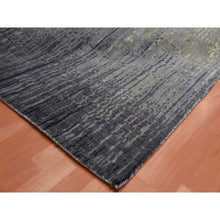 Load image into Gallery viewer, 6&#39;1&quot;x12&#39;1&quot; Gray and Black, Pure Wool Hand Knotted, Modern Ombre Design Densely Woven, Wide Runner Oriental Rug FWR450924